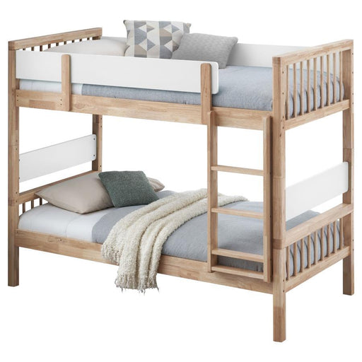 Dakota - Wood Twin Over Twin Bunk Bed - Natural – Bunk Beds by Coaster Fine Furniture at Furniture Wholesale Plus , Nashville furniture store