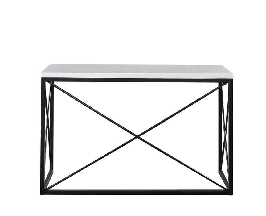 Skyler - White Marble Top Rectangular Sofa Table - White – Sofa Tables by Steve Silver Furniture at Furniture Wholesale Plus , Nashville furniture store