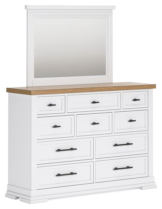 Ashbryn - Dresser And Mirror - White / Natural – Dresser & Mirror by Benchcraft® at Furniture Wholesale Plus , Nashville furniture store