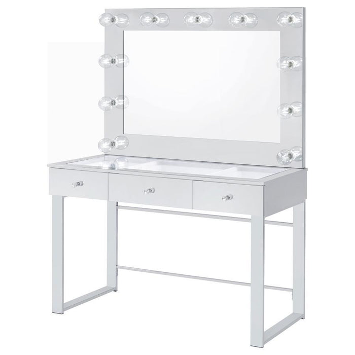 Umbridge - 3-Drawer Vanity Set With Lighting - Chrome And White - Premium Vanity Sets from CoasterEssence - Just $849! Shop now at Furniture Wholesale Plus  We are the best furniture store in Nashville, Hendersonville, Goodlettsville, Madison, Antioch, Mount Juliet, Lebanon, Gallatin, Springfield, Murfreesboro, Franklin, Brentwood