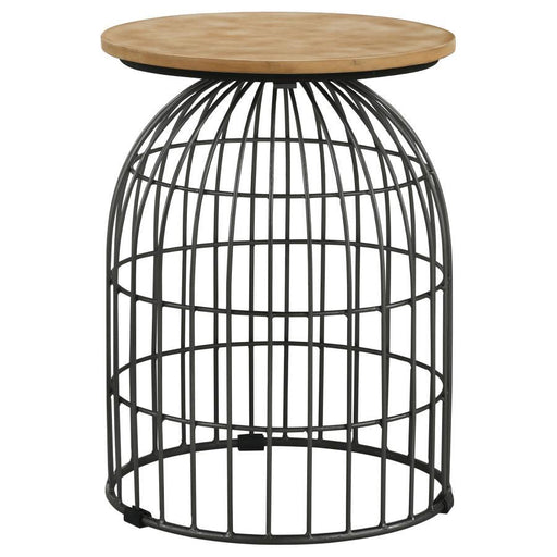Bernardo - Round Wire Frame Side Table - Natural And Gunmetal – Side Tables by CoasterEssence at Furniture Wholesale Plus , Nashville furniture store