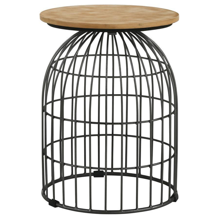 Bernardo - Round Wire Frame Side Table - Natural And Gunmetal – Side Tables by CoasterEssence at Furniture Wholesale Plus , Nashville furniture store