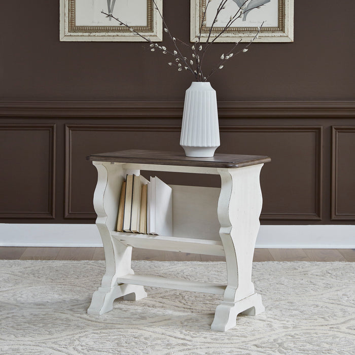 Abbey Road - Library Chair Side Table - Porcelain White / Churchill Brown – Chair Side Tables by Liberty Furniture at Furniture Wholesale Plus , Nashville furniture store