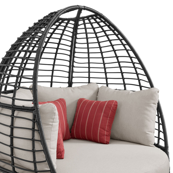 Playa - Twin Egg Chair With 3 Pillows - Dark Gray / Beige – Patio Swings by Elements International at Furniture Wholesale Plus , Nashville furniture store