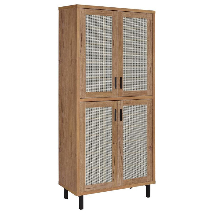 Teller - 4-Door Tall Shoe Storage Cabinet - Natural Oak – Accent Cabinets by Coaster Fine Furniture at Furniture Wholesale Plus , Nashville furniture store