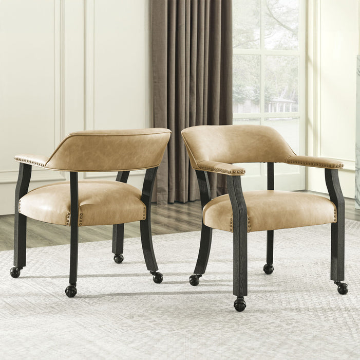 Rylie - Captains Chair - Black Finish With Sand Vegan Leather - Black – Arm Chairs by Steve Silver Furniture at Furniture Wholesale Plus , Nashville furniture store