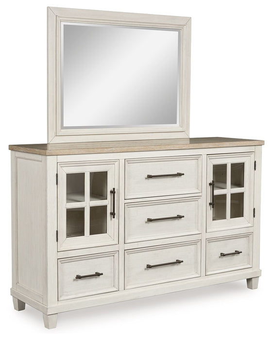 Shaybrock - Dresser And Mirror - Antique White / Brown – Dresser & Mirror by Benchcraft® at Furniture Wholesale Plus , Nashville furniture store