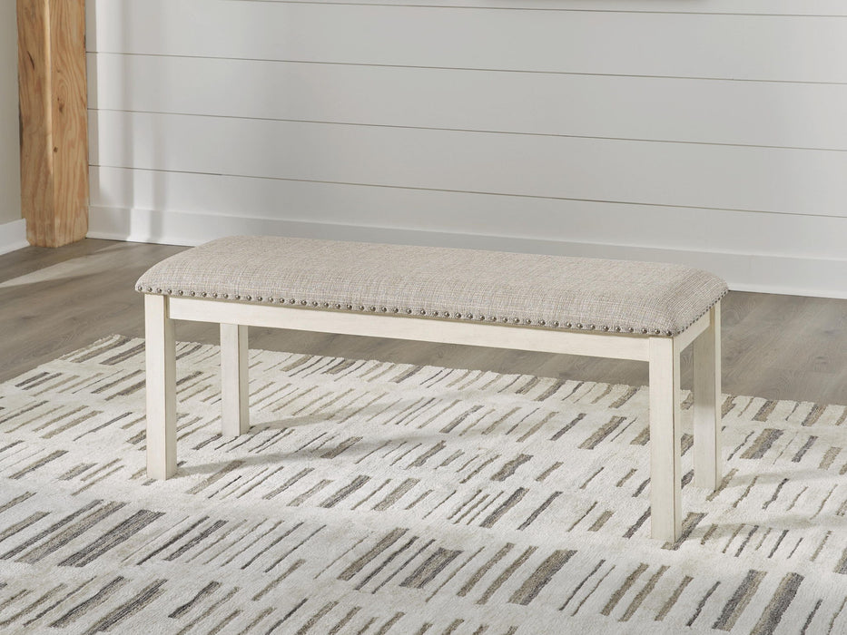 Robbinsdale - Large Upholstered Dining Room Bench - Antique White – Upholstered Benches by Signature Design by Ashley® at Furniture Wholesale Plus , Nashville furniture store