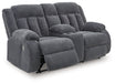 Observation - Double Reclining Power Loveseat With Console - Steel – Reclining Loveseats by Signature Design by Ashley® at Furniture Wholesale Plus , Nashville furniture store