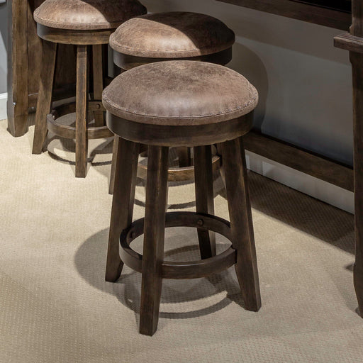 Paradise Valley - Upholstered Console Stool - Saddle Brown – Counter Height (24"-27") by Liberty Furniture at Furniture Wholesale Plus , Nashville furniture store