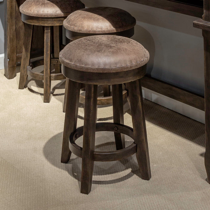 Paradise Valley - Upholstered Console Stool - Saddle Brown – Counter Height (24"-27") by Liberty Furniture at Furniture Wholesale Plus , Nashville furniture store