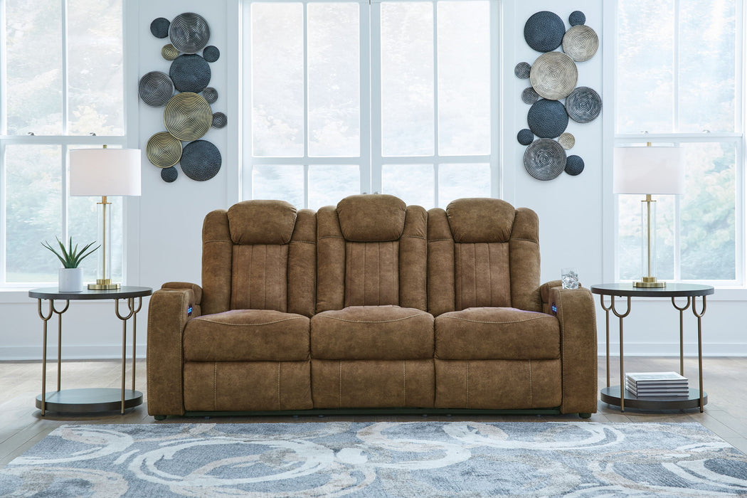Wolfridge - 2 Pc. - Power Reclining Sofa, Power Reclining Loveseat With Console - Brindle – Reclining Sofas & Loveseats by Signature Design by Ashley® at Furniture Wholesale Plus , Nashville furniture store