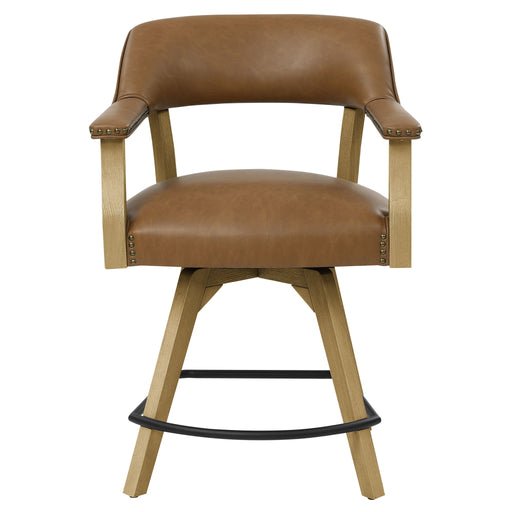Rylie - Swivel Vegan Leather Counter Chair - Camel – Counter Chairs by Steve Silver Furniture at Furniture Wholesale Plus , Nashville furniture store