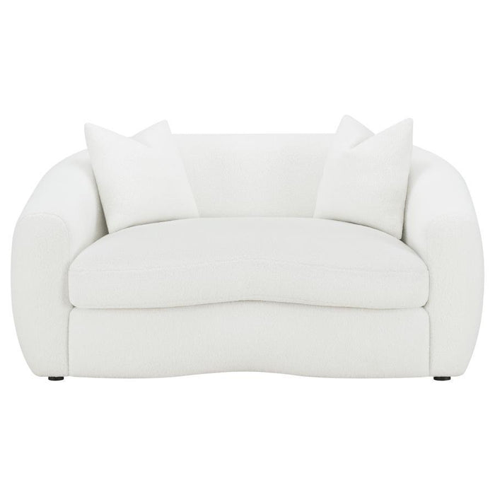 Isabella - Faux Sheepskin Upholstered Loveseat Natural - Ivory – Stationary Loveseats by CoasterElevations at Furniture Wholesale Plus , Nashville furniture store