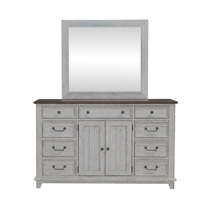 River Place - Dresser & Mirror - Riverstone White & Tobacco – Dresser & Mirror by Liberty Furniture at Furniture Wholesale Plus , Nashville furniture store