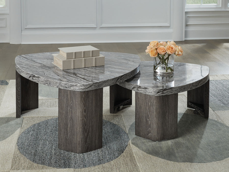 Surmour - Stacked Cocktail Table - Gray / Brown – Nesting Tables by Signature Design by Ashley® at Furniture Wholesale Plus , Nashville furniture store