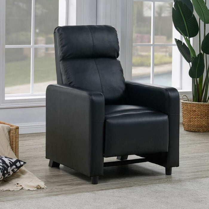 Toohey - Upholstered Home Theater Push Back Recliner - Black - Premium Reclining Chairs from CoasterEveryday - Just $399! Shop now at Furniture Wholesale Plus  We are the best furniture store in Nashville, Hendersonville, Goodlettsville, Madison, Antioch, Mount Juliet, Lebanon, Gallatin, Springfield, Murfreesboro, Franklin, Brentwood