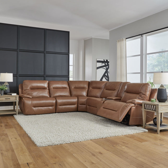 Cameron - 6 Piece Sectional - Dakota Saddle – Reclining Sectionals by Liberty Furniture at Furniture Wholesale Plus , Nashville furniture store