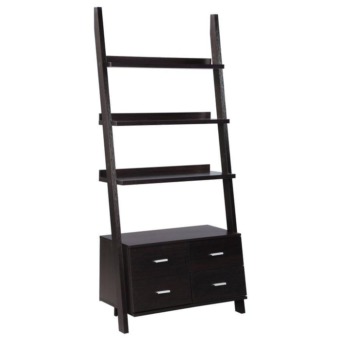 Colella - 5-Shelf Storage Ladder Bookshelf - Cappuccino – Ladder Bookcases by CoasterEveryday at Furniture Wholesale Plus , Nashville furniture store