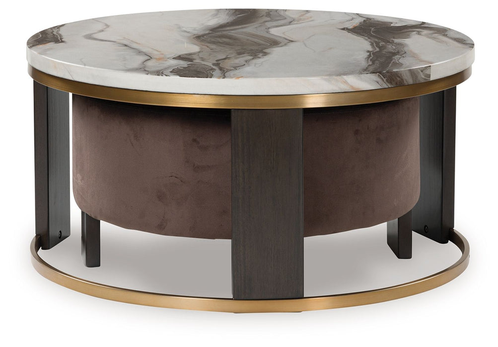 Jazmore - Nesting Cocktail Tables (Set of 2) - Brown / Brass Finish – Nesting Tables by Signature Design by Ashley® at Furniture Wholesale Plus , Nashville furniture store