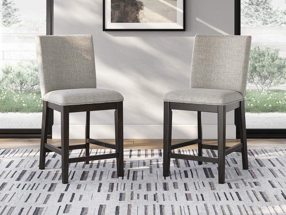 Neymorton - Upholstered Barstool (Set of 2) - Dark Grayish Brown – Stool Sets by Signature Design by Ashley® at Furniture Wholesale Plus , Nashville furniture store