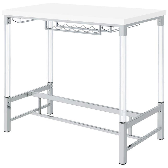 Norcrest - Acrylic Leg Bar Table - White High Gloss – Bar Tables by Coaster Fine Furniture at Furniture Wholesale Plus , Nashville furniture store