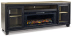 Foyland - 83" TV Stand With Electric Infrared Fireplace Insert - Black / Brown – Fireplace TV Stands by Signature Design by Ashley® at Furniture Wholesale Plus , Nashville furniture store
