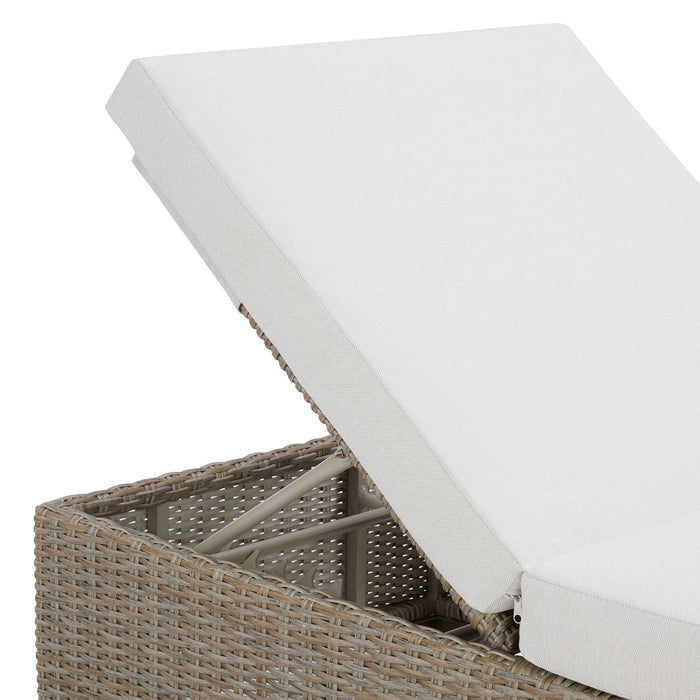 Ollie - Chaise Lounge - Tan And Olefin White Cream – Chaises by Elements International at Furniture Wholesale Plus , Nashville furniture store