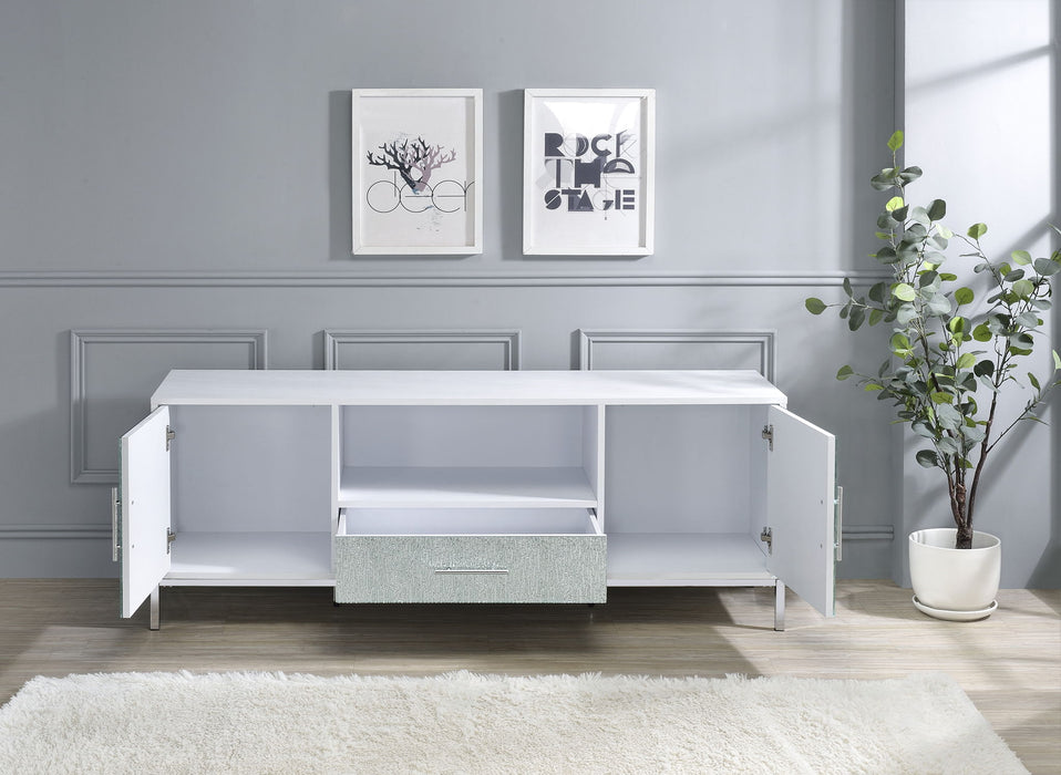 Mirage - TV Cabinet - White – TV Stands by Steve Silver Furniture at Furniture Wholesale Plus , Nashville furniture store