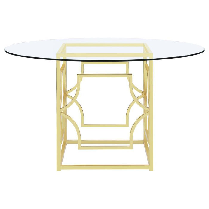Starlight - Round Glass Top Metal Dining Table – Dining Tables by Coaster Fine Furniture at Furniture Wholesale Plus , Nashville furniture store