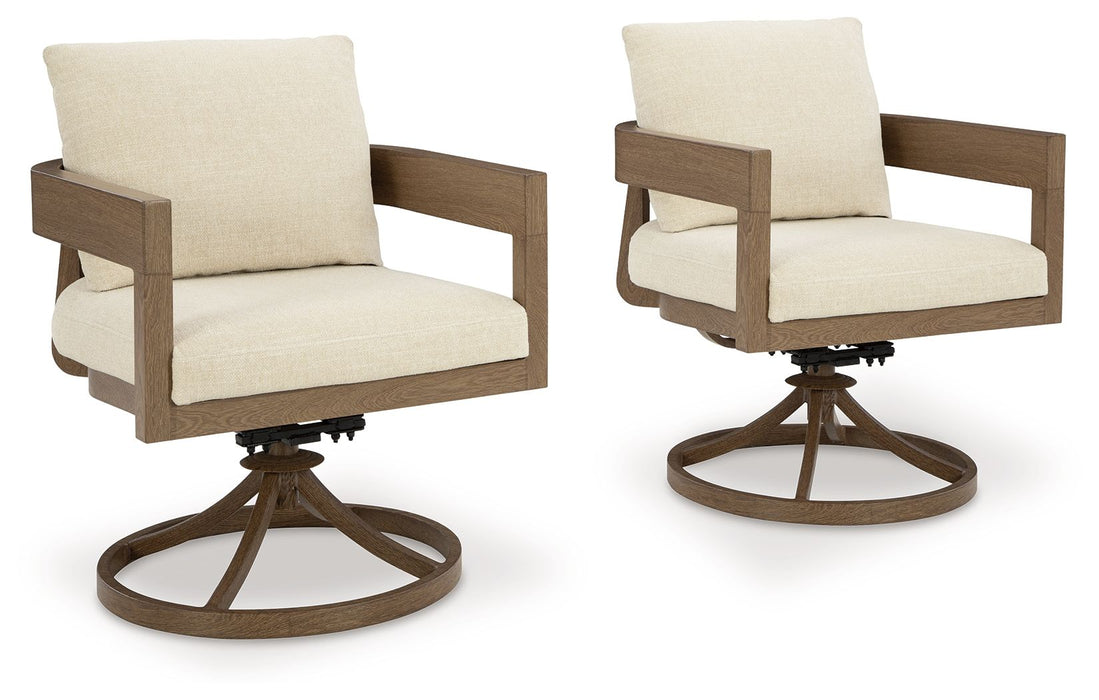 Serene Bay - Dark Brown / White - Swivel Chair With Cushion (Set of 2) - Premium Chair Sets from Signature Design by Ashley® - Just $1228! Shop now at Furniture Wholesale Plus  We are the best furniture store in Nashville, Hendersonville, Goodlettsville, Madison, Antioch, Mount Juliet, Lebanon, Gallatin, Springfield, Murfreesboro, Franklin, Brentwood