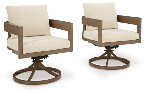 Serene Bay - Dark Brown / White - Swivel Chair With Cushion (Set of 2) - Premium Chair Sets from Signature Design by Ashley® - Just $1228! Shop now at Furniture Wholesale Plus  We are the best furniture store in Nashville, Hendersonville, Goodlettsville, Madison, Antioch, Mount Juliet, Lebanon, Gallatin, Springfield, Murfreesboro, Franklin, Brentwood