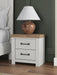 Savonport - Two Drawer Night Stand - White / Brown – Nightstands w/ Charging Stations by Benchcraft® at Furniture Wholesale Plus , Nashville furniture store