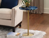 Oceana - Agate Top Round Chairside Table - Blue – Chair Side Tables by Steve Silver Furniture at Furniture Wholesale Plus , Nashville furniture store