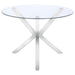Vance - Round Glass Top Asterisk Dining Table - Chrome – Dining Tables by CoasterEveryday at Furniture Wholesale Plus , Nashville furniture store