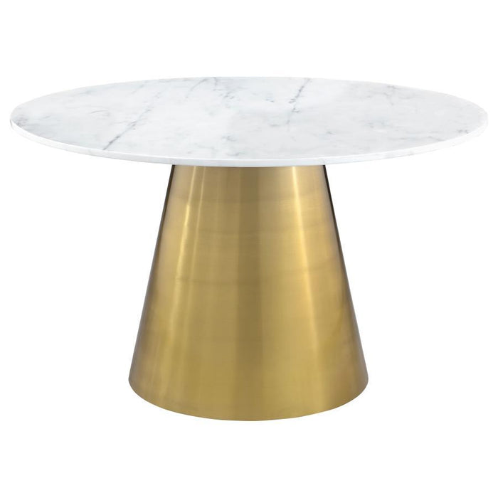 Ambrose - Round Marble Top Dining Table - Brushed Gold – Dining Tables by Coaster Fine Furniture at Furniture Wholesale Plus , Nashville furniture store