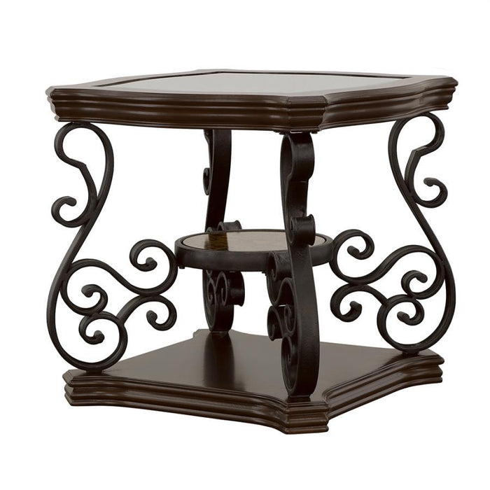 Laney - 1-Shelf Glass Top Rectangular End Table - Deep Merlot – End Tables by CoasterEssence at Furniture Wholesale Plus , Nashville furniture store