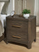 Radkin - Two Drawer Night Stand - Burnished Brown – Nightstands w/ Charging Stations by Signature Design by Ashley® at Furniture Wholesale Plus , Nashville furniture store