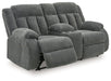 Observation - Double Reclining Power Loveseat With Console - Steel – Reclining Loveseats by Signature Design by Ashley® at Furniture Wholesale Plus , Nashville furniture store