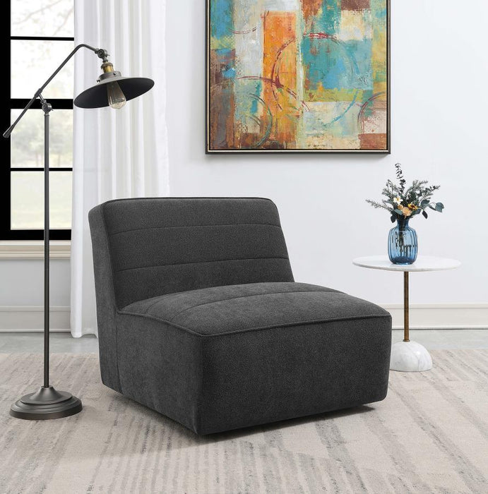 Cobie - Upholstered Armless Swivel Chair - Dark Charcoal – Swivel Chairs by Coaster Fine Furniture at Furniture Wholesale Plus , Nashville furniture store