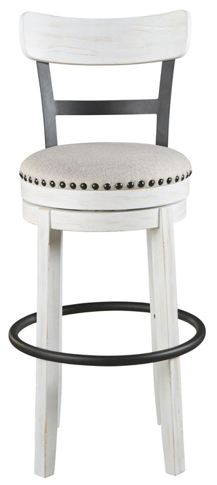 Valebeck -  Tall Upholstered Swivel Barstool - Premium Bar Height (28"-30") from Signature Design by Ashley® - Just $208! Shop now at Furniture Wholesale Plus  We are the best furniture store in Nashville, Hendersonville, Goodlettsville, Madison, Antioch, Mount Juliet, Lebanon, Gallatin, Springfield, Murfreesboro, Franklin, Brentwood
