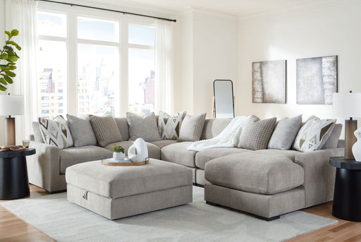 Aslan Court - 7 Pc. - 6-Piece Sectional With Raf Corner Chaise, Ottoman - Pebble – 7 Piece Living Room Sets by Benchcraft® at Furniture Wholesale Plus , Nashville furniture store