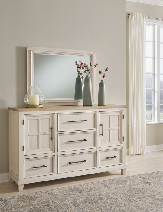 Shaybrock - Dresser And Mirror - Antique White / Brown – Dresser & Mirror by Benchcraft® at Furniture Wholesale Plus , Nashville furniture store