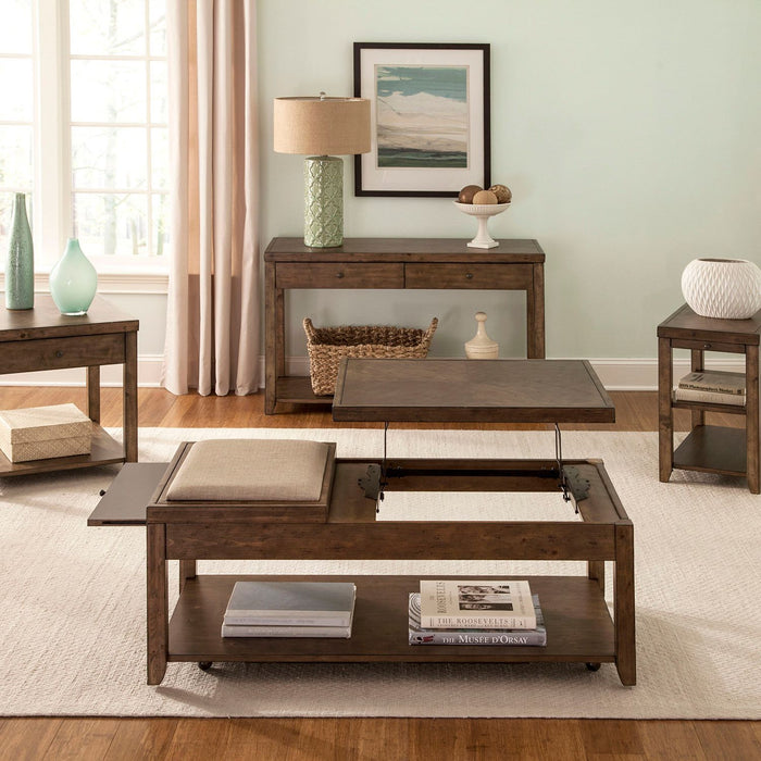 Mitchell - 3 Piece Table Set (1 Cocktail 2 End Tables) - Nutmeg – Table Sets by Liberty Furniture at Furniture Wholesale Plus , Nashville furniture store