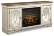 Realyn - 2 Pc. - 74" TV Stand with Electric Infrared Fireplace Insert - Chipped White – Fireplace TV Stands by Signature Design by Ashley® at Furniture Wholesale Plus , Nashville furniture store