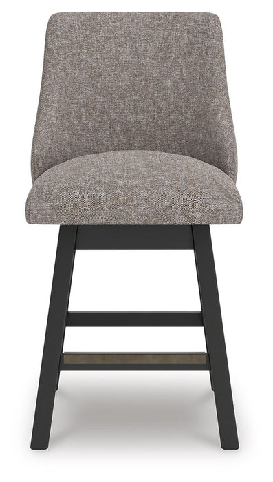 Neymorton - Upholstered Swivel Barstool (Set of 2) - Dark Grayish Brown – Stool Sets by Signature Design by Ashley® at Furniture Wholesale Plus , Nashville furniture store