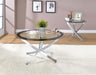 Brooke - Round Glass Top Side End Table Metal Base – End Tables by CoasterEssence at Furniture Wholesale Plus , Nashville furniture store