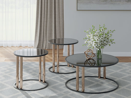 Hannerly - Occasional Table Set (Set of 3) - Black / Gold Finish – Table Sets by Signature Design by Ashley® at Furniture Wholesale Plus , Nashville furniture store