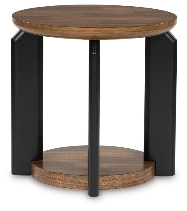 Kraeburn - Round End Table - Brown / Black – End Tables by Signature Design by Ashley® at Furniture Wholesale Plus , Nashville furniture store