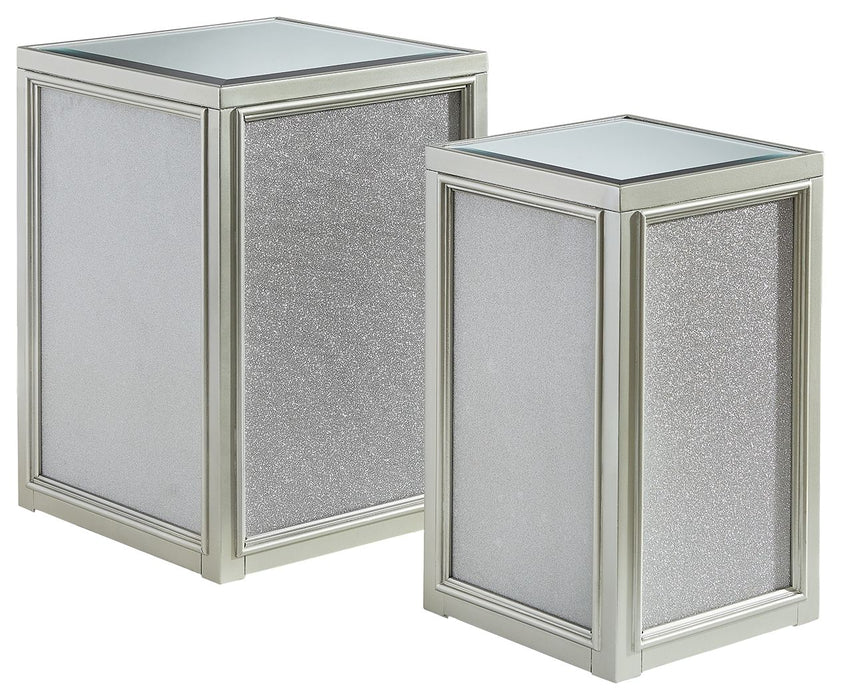 Traleena - Nesting End Tables (Set of 2) - Silver Finish – Nesting Tables by Signature Design by Ashley® at Furniture Wholesale Plus , Nashville furniture store